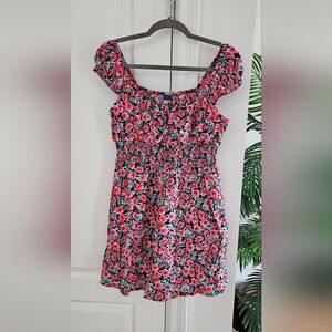 Floral Pink and Black Dress